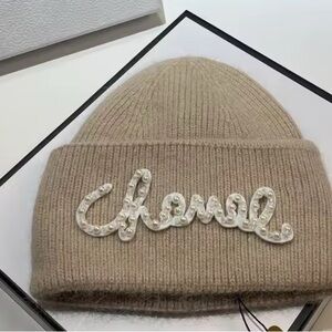 Chanel Beauty Beanie with Pearl Logo